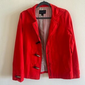 Banana Republic Hooded Jacket Womens Size M Orange Cotton Toggle Button